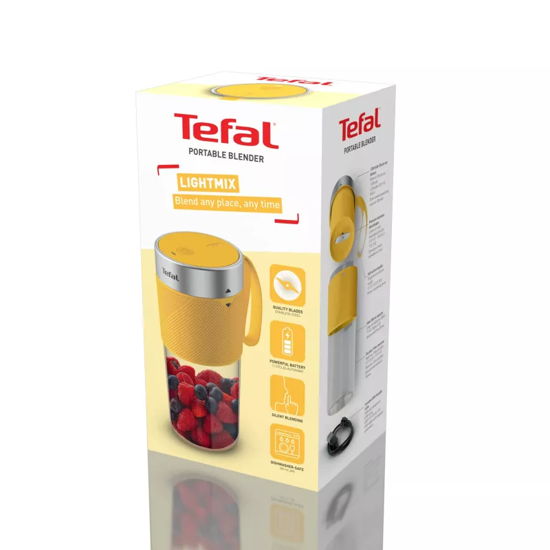 Batidora portátil Tefal Lightmix BL1C0230 – 0,3 l, Li‑Ion recargable 1200 mAh, acero inoxidable/amarillo