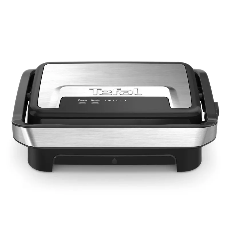 Parrilla de contacto Tefal Inicio Compact GC270D10 — rectangular 1000 W, rejilla superior, negra/acero inoxidable
