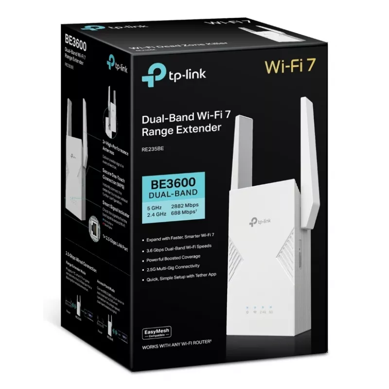 Emisor y receptor de red TP-LINK BE3600 2882 Mbit/s, doble banda 2,4/5 GHz, 1× RJ-45, blanco