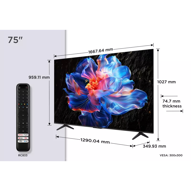 TV TCL V6C 75V6C 190,5 cm (75 pulgadas) 4K Ultra HD Smart TV Wi-Fi metalizado 330 cd/m²