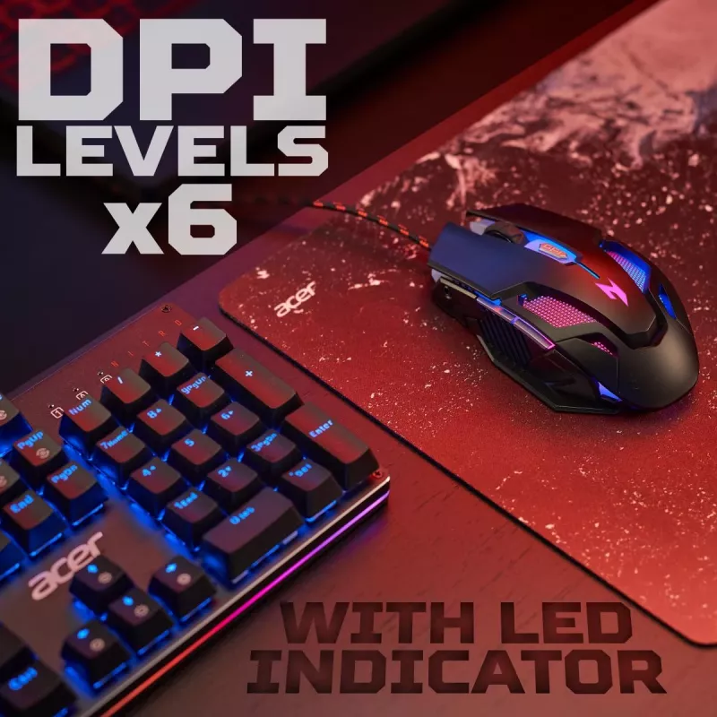 Acer Nitro Gaming Mouse II NMW200, con cable, negro