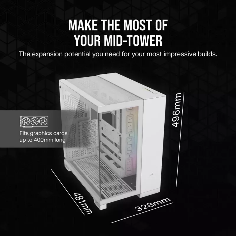 Caja de PC CORSAIR – iCUE LINK 6500X RGB semitorre de doble cámara Blanca