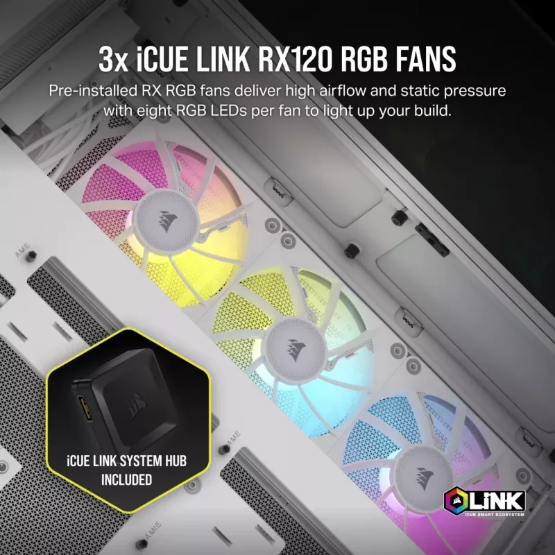 Caja de PC CORSAIR – iCUE LINK 6500X RGB semitorre de doble cámara Blanca