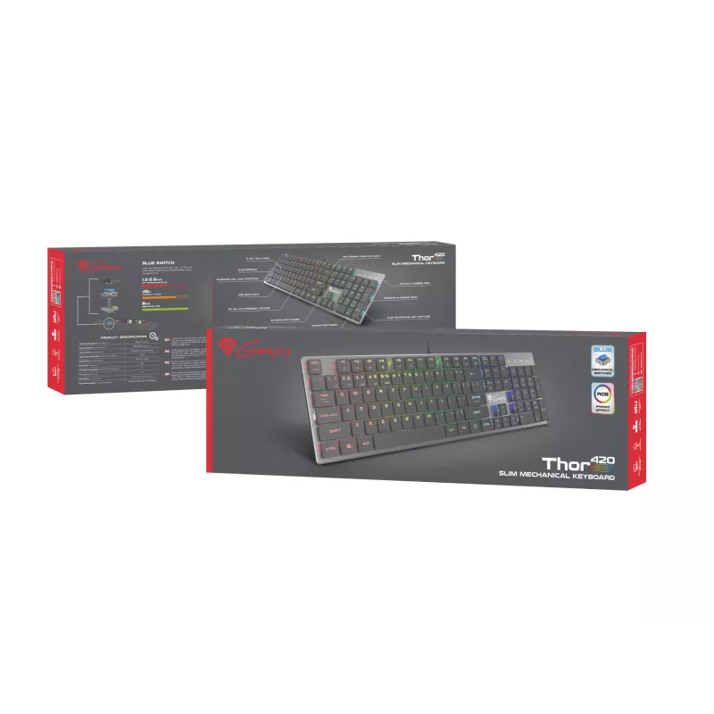 GENESIS Thor 420 RGB Teclado Gaming USB QWERTY US International Plata