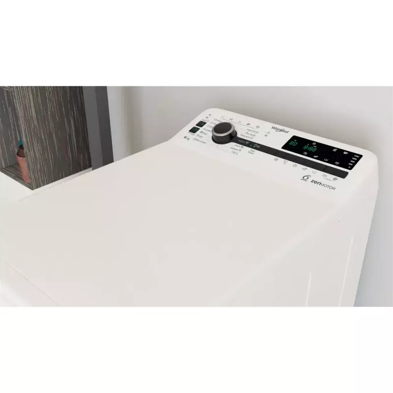 Lavadora de carga superior WHIRLPOOL TDLRBX 6252BS EU — 6 kg, 1200 rpm, clase de eficiencia energética B, 900×400×600 mm, blanco