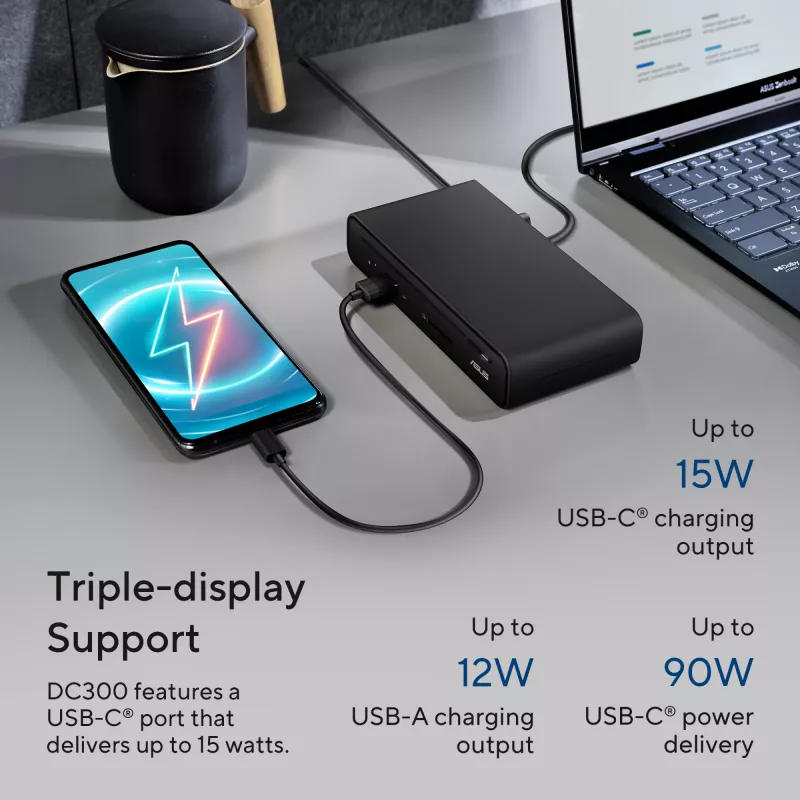 ASUS Triple Display USB-C Dock DC300 Docking USB 3.2 Gen 2 (3.1 Gen 2) Type-C Negro