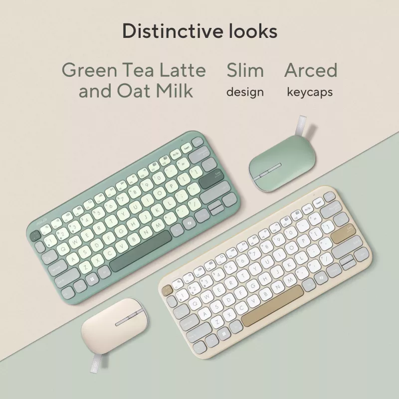 Teclado inalámbrico Bluetooth ASUS Marshmallow KW100 — Distribución US International, Oat Milk