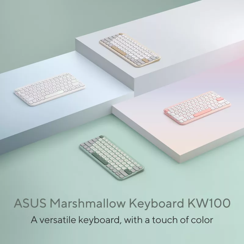 Teclado inalámbrico Bluetooth ASUS Marshmallow KW100 — Distribución US International, diseño compacto