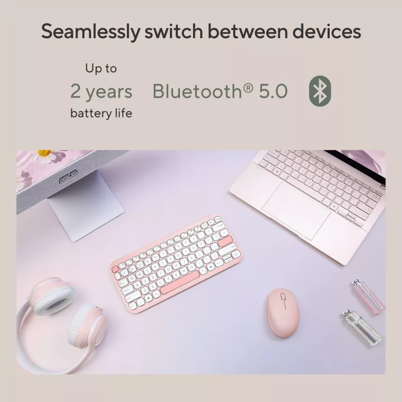 Teclado inalámbrico Bluetooth ASUS Marshmallow KW100 — Distribución US International, diseño compacto
