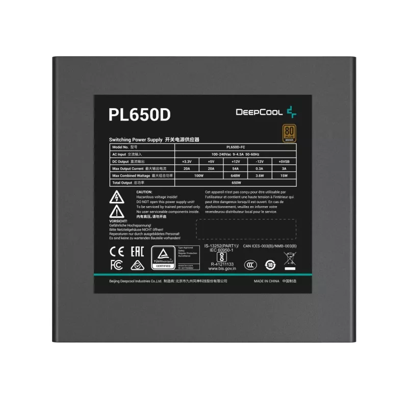 DEEPCOOL Pl650d Fuente de alimentación 650 W 20+4 Pin ATX - Blanco
