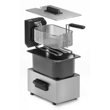 Freidora Tristar FR-9334 – capacidad única de 3 L, 2000 W, control giratorio, plateado