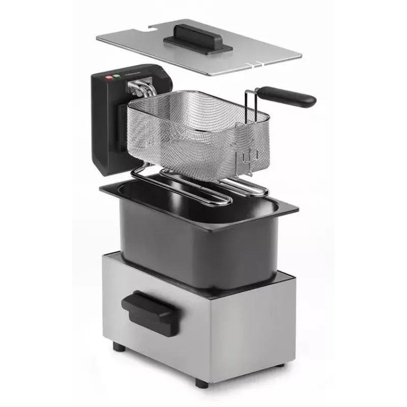 Freidora Tristar FR-9334 – capacidad única de 3 L, 2000 W, control giratorio, plateado