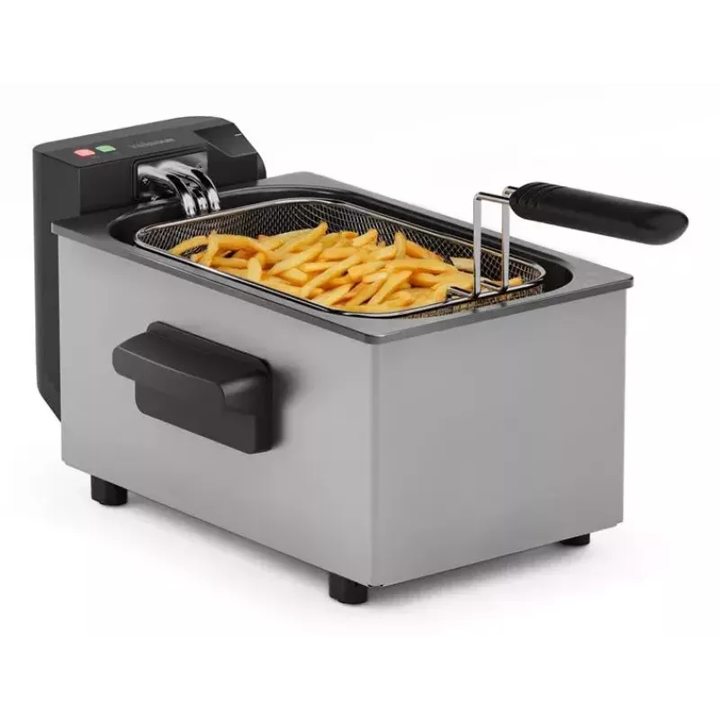 Freidora Tristar FR-9334 – capacidad única de 3 L, 2000 W, control giratorio, plateado
