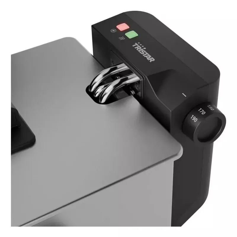 Freidora Tristar FR-9334 – capacidad única de 3 L, 2000 W, control giratorio, plateado