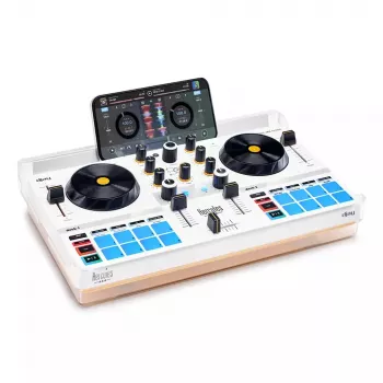 Controlador DJ Hercules DJControl Mix Ultra – blanco, controlador Bluetooth portátil