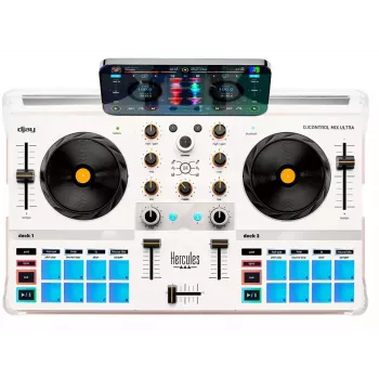 Controlador DJ Hercules DJControl Mix Ultra – blanco, controlador Bluetooth portátil
