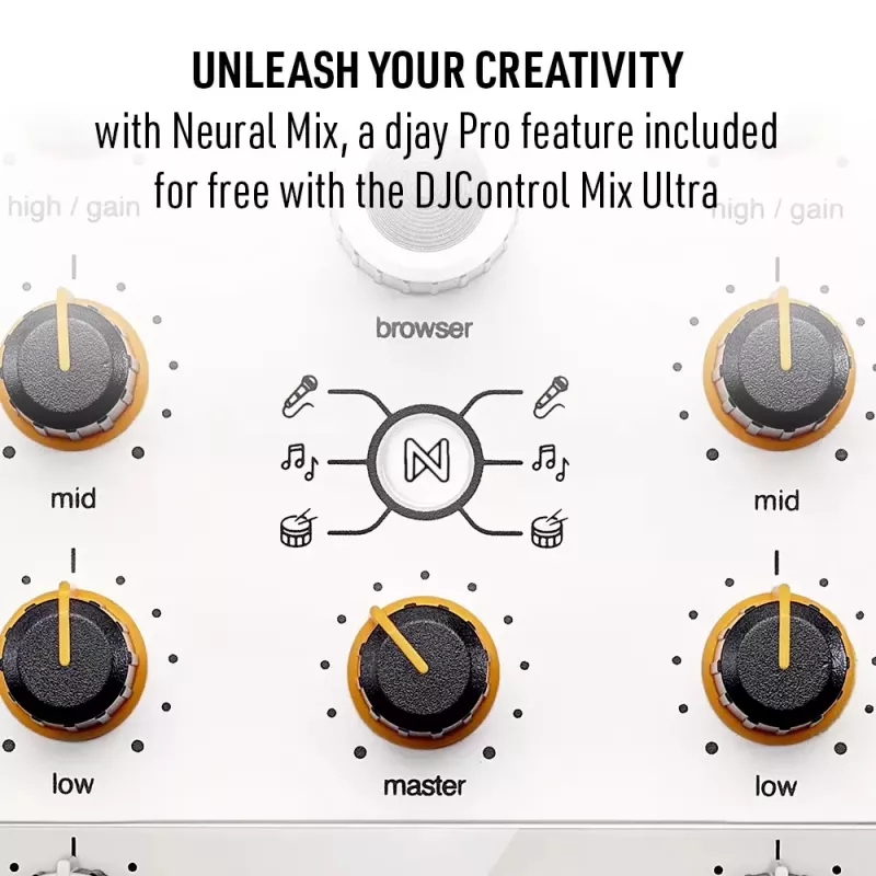 Controlador DJ Hercules DJControl Mix Ultra – blanco, controlador Bluetooth portátil