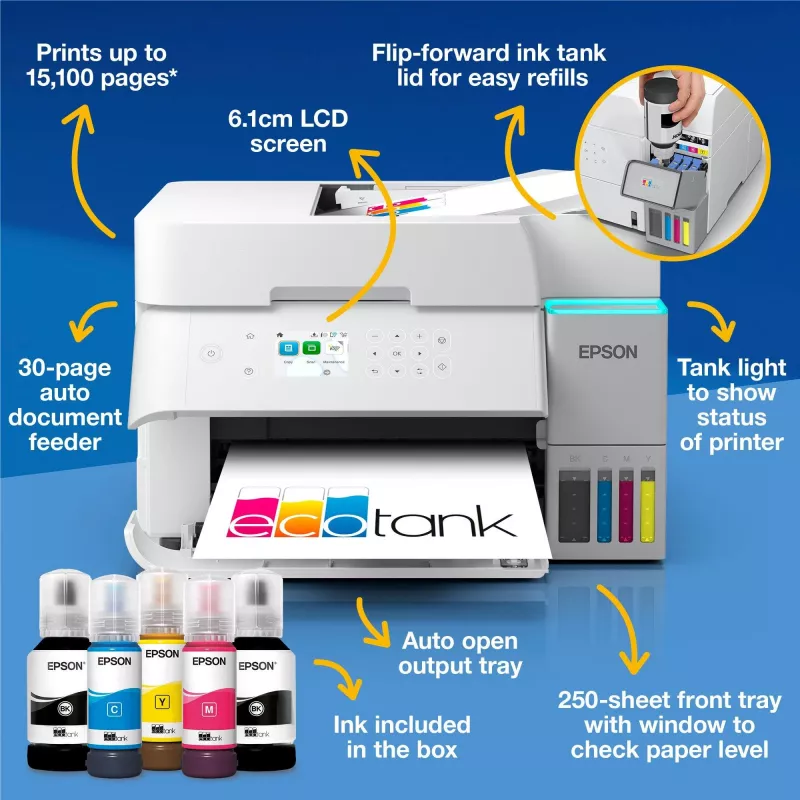 Impresora multifunción de inyección de tinta Epson EcoTank L6376 — color, A4, 4800 x 1200 DPI, 35 ppm, Wi‑Fi, Ethernet, doble cara