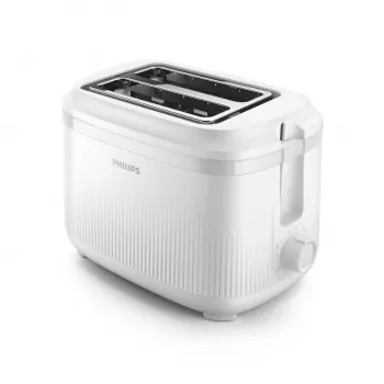 Tostadora Philips serie 3000, 2 rebanadas, blanca, metal, botones, mando giratorio, 900 W, 220-240 V