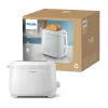Tostadora Philips serie 3000, 2 rebanadas, blanca, metal, botones, mando giratorio, 900 W, 220-240 V