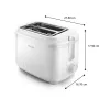 Tostadora Philips serie 3000, 2 rebanadas, blanca, metal, botones, mando giratorio, 900 W, 220-240 V