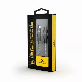 Cable de carga y datos USB Type-C a micro-USB de algodón trenzado GEMBIRD Premium, 1.5 m - Gris