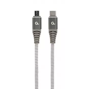 Cable de carga y datos USB Type-C a micro-USB de algodón trenzado GEMBIRD Premium, 1.5 m - Gris