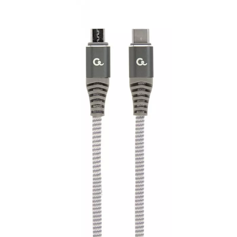 Cable de carga y datos USB Type-C a micro-USB de algodón trenzado GEMBIRD Premium, 1.5 m - Gris