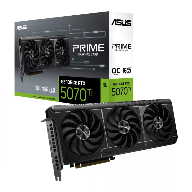ASUS PRIME GeForce RTX 5070 Ti OC Edition 16 GB GDDR7 tarjeta gráfica, 256 bits, PCIe 5.0, 3x DisplayPort, 1x HDMI 2.1, 304 × 126 × 50 mm