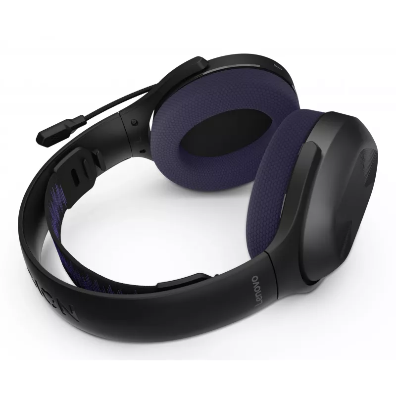 Auriculares Lenovo Legion H410 inalámbricos diadema gaming USB Type-C Bluetooth negros, morados