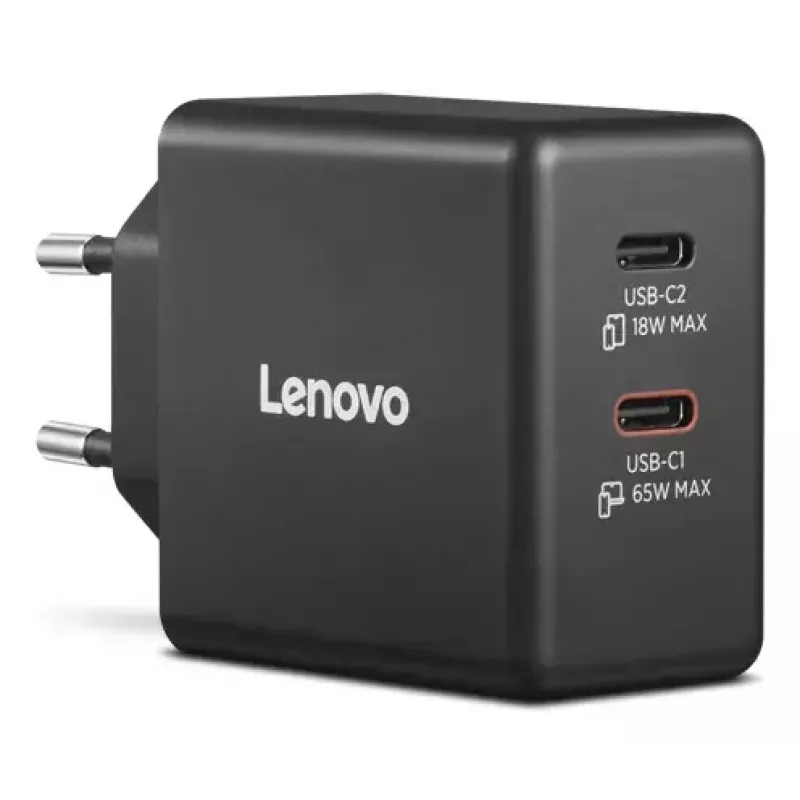 Cargador para dispositivos móviles Lenovo G0A6065BEU — cargador de CA universal para interior, 2× USB-C, 100–240 V, cable de 1,5 m, negro