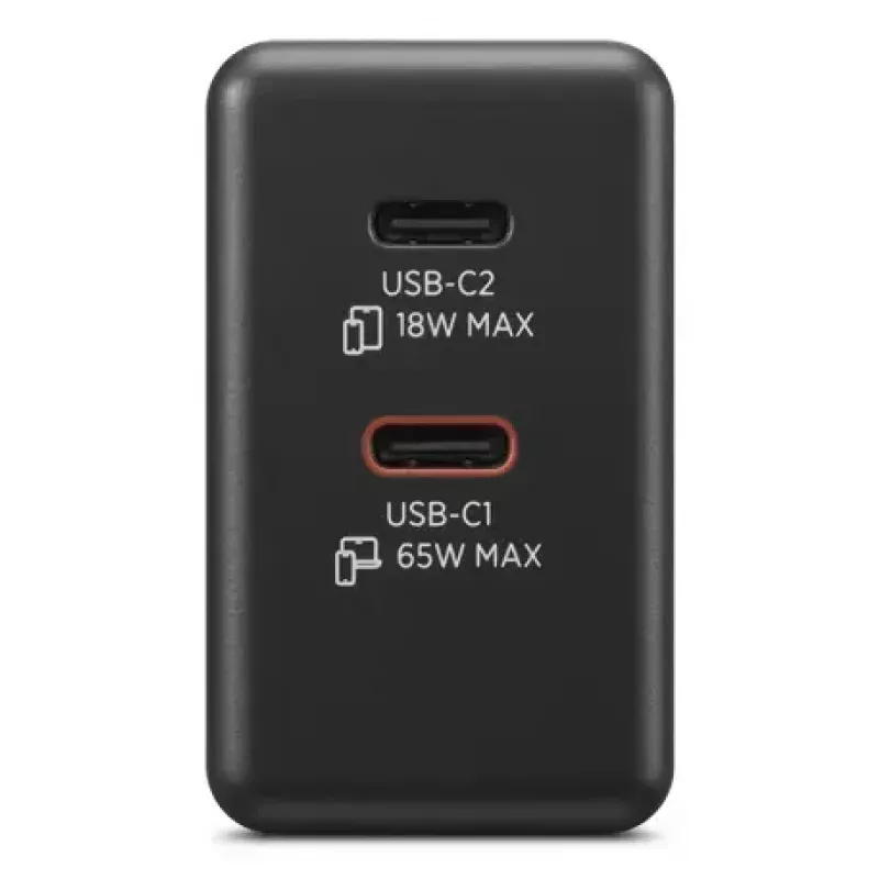 Cargador para dispositivos móviles Lenovo G0A6065BEU — cargador de CA universal para interior, 2× USB-C, 100–240 V, cable de 1,5 m, negro