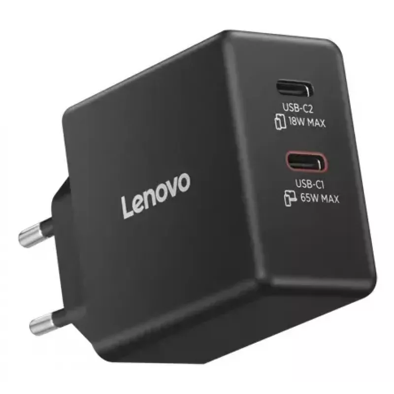 Cargador para dispositivos móviles Lenovo G0A6065BEU — cargador de CA universal para interior, 2× USB-C, 100–240 V, cable de 1,5 m, negro