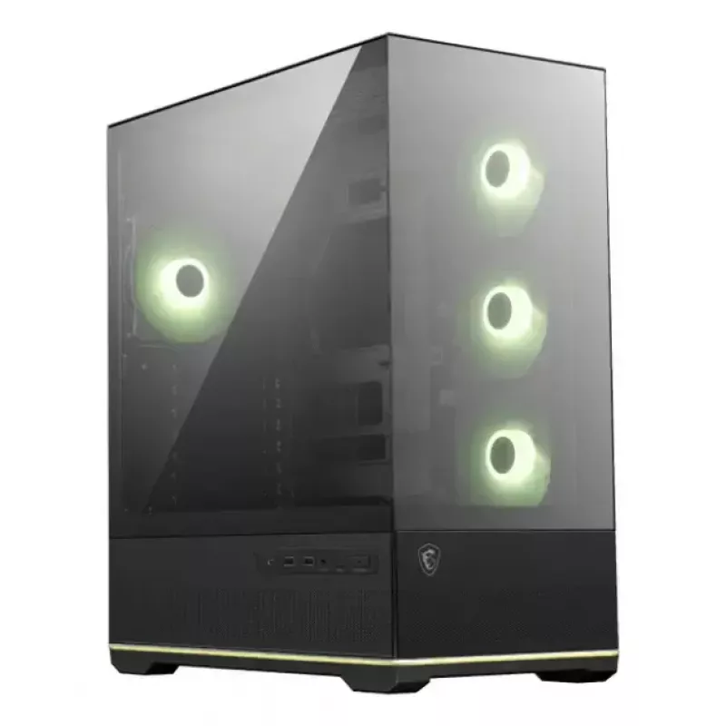 Caja de PC MSI MAG PANO 110R PZ torre Midi — cristal templado, ATX, 3 ventiladores frontales de 120 mm, USB-C, compatible con radiadores de 360 mm