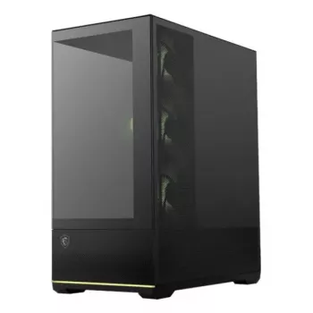 Caja de PC MSI MAG PANO 110R PZ torre Midi — cristal templado, ATX, 3 ventiladores frontales de 120 mm, USB-C, compatible con radiadores de 360 mm