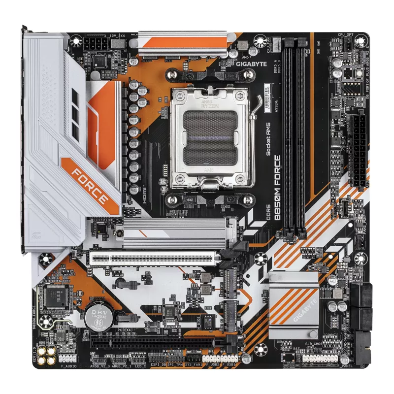 Placa base GIGABYTE B850M FORCE - CPU AMD Ryzen 9000 Series, VRM digital de 8+2+2 fases, hasta 9600MHz DDR5 (OC), 1xPCIe 5.0 + 2xPCIe 4.0 M.2, 2.5 GbE LAN, USB 3.2 Gen 2