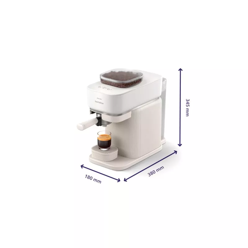 Philips Baristina cafetera espresso – espresso auténtico, fácil de usar. blanco leche con portafiltro amarillo mango (BAR300/03)