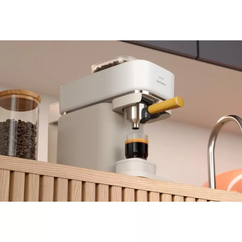 Philips Baristina cafetera espresso – espresso auténtico, fácil de usar. blanco leche con portafiltro amarillo mango (BAR300/03)