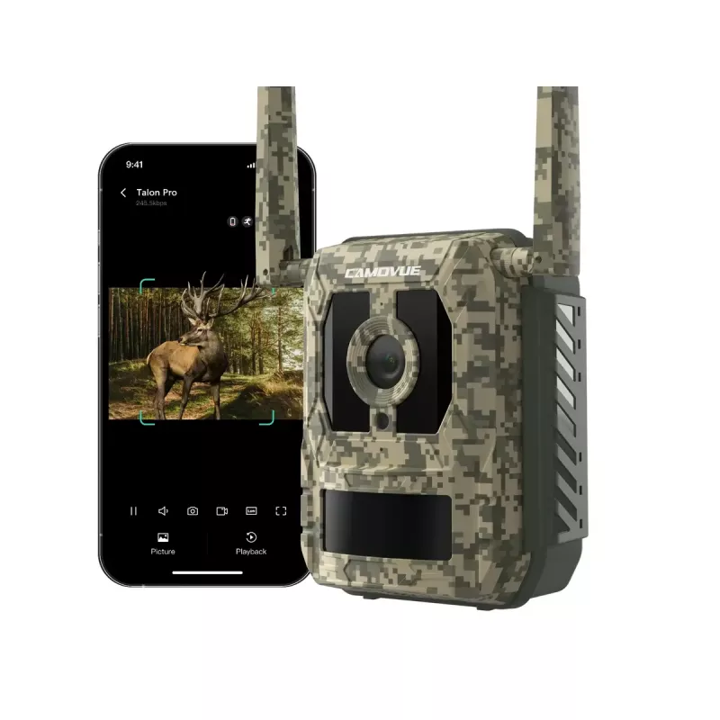 Cámara de caza Reolink Camovue Talon S130 4G LTE, 8 MP, 3840×2160, 95° H × 50,2° V, IP67, recargable por USB‑C, para exteriores