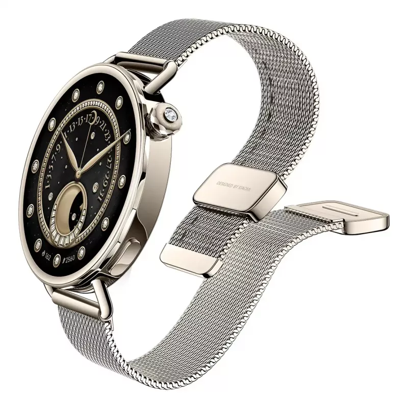 Xiaomi Watch S4 41 mm reloj inteligente, 1,32" AMOLED 466x466, GPS, NFC, 5 ATM, correa milanesa, Sunset Gold
