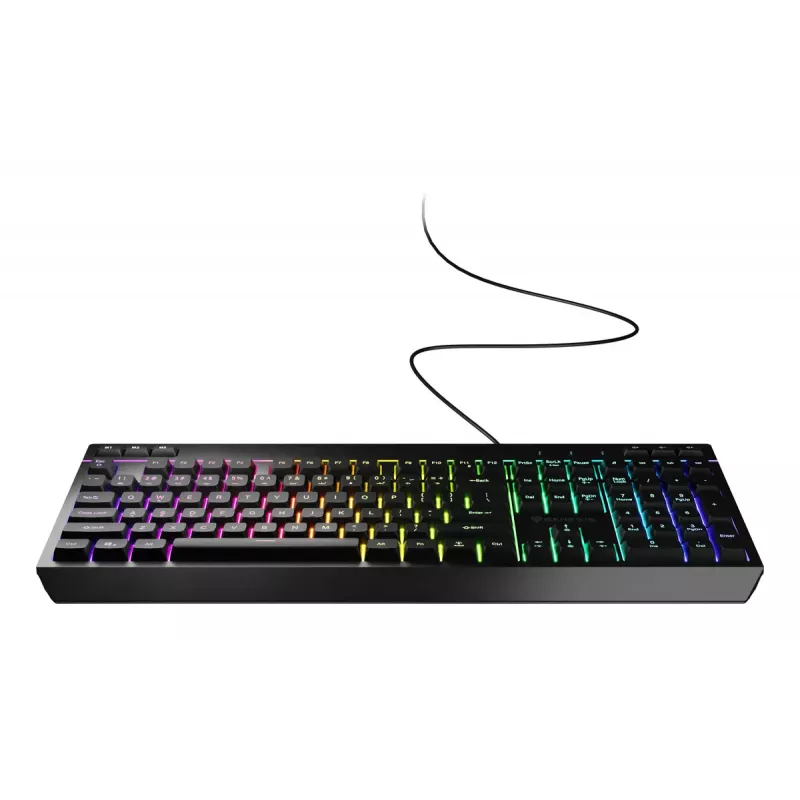 Teclado gaming con cable de tamaño completo Genesis Rhod 530, USB, QWERTY US, membrana, iluminación RGB, 114 teclas, cable de 1,8 m, negro