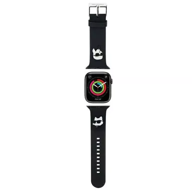 Correa para reloj Karl Lagerfeld Strap KLAWLSLKCNK Goma 3D para Apple Watch 42/44/45/49 mm Negro