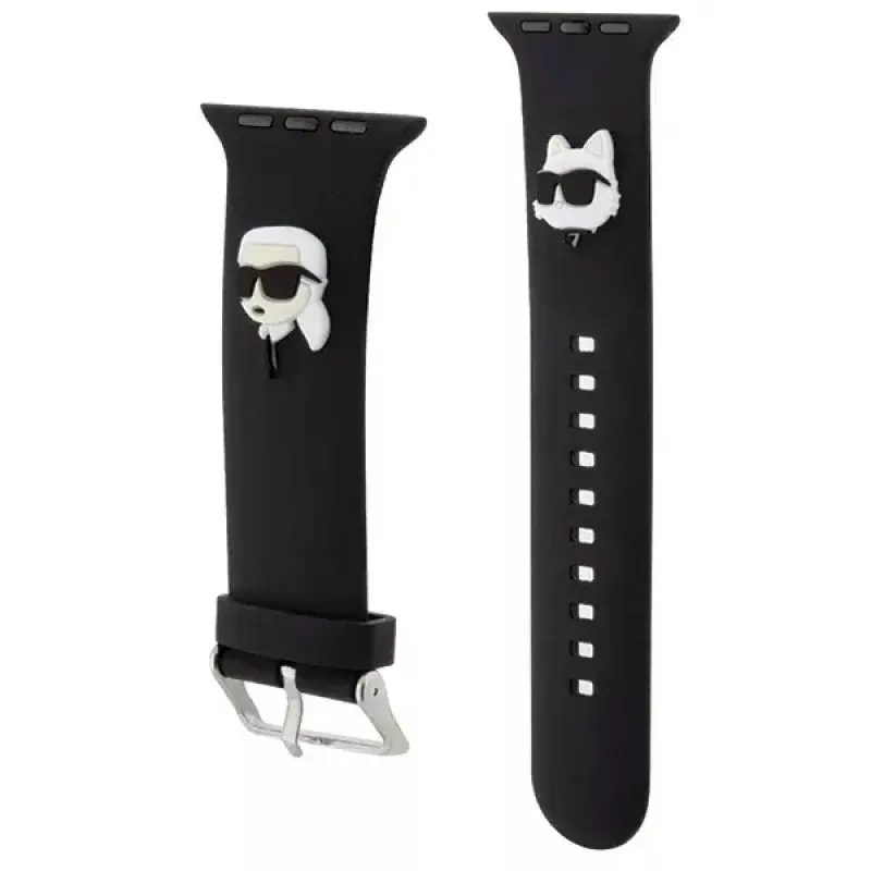 Correa para reloj Karl Lagerfeld Strap KLAWLSLKCNK Goma 3D para Apple Watch 42/44/45/49 mm Negro