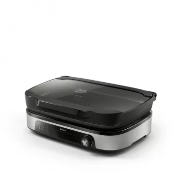 Plancha de parrilla eléctrica Philips HD6212/90 2400 W, parrilla independiente de 2 zonas, superficie de aluminio de 1250 cm², máx. 220 °C
