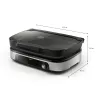 Plancha de parrilla eléctrica Philips HD6212/90 2400 W, parrilla independiente de 2 zonas, superficie de aluminio de 1250 cm², máx. 220 °C