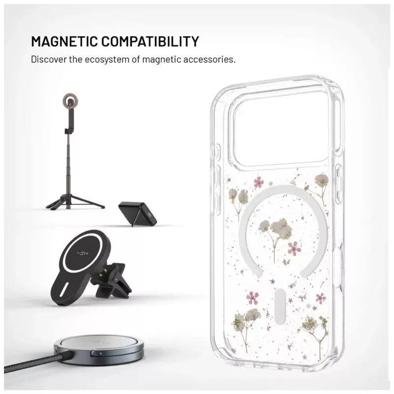 Tapa trasera FIXED MagBloom para Apple iPhone 17 Pro — TPU, Blush Plum
