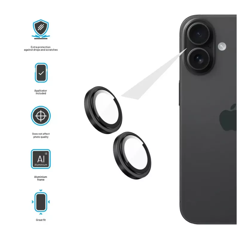 FIXED Vidrio para cámara para Apple iPhone 17 — Vidrio Negro