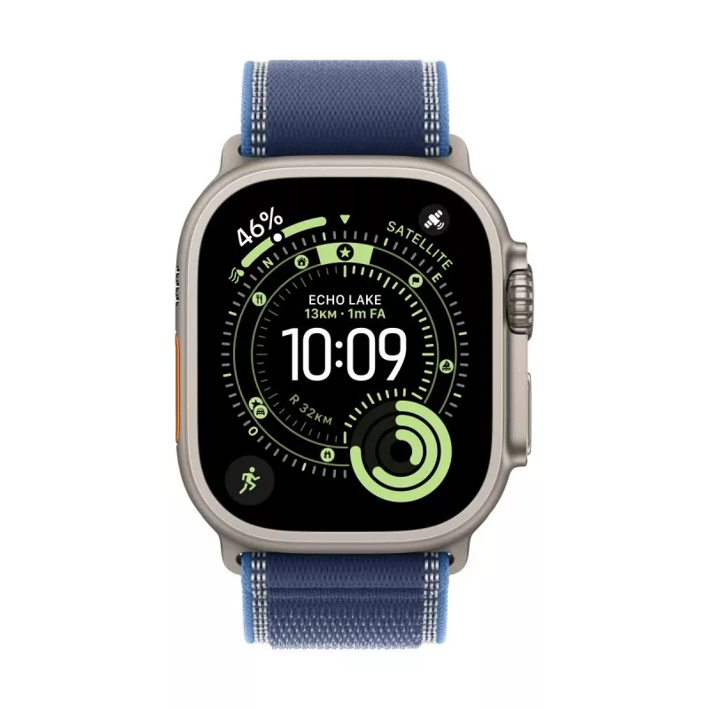 APPLE Trail Loop 49 mm Azul/Azul brillante – M/L – acabado titanio negro