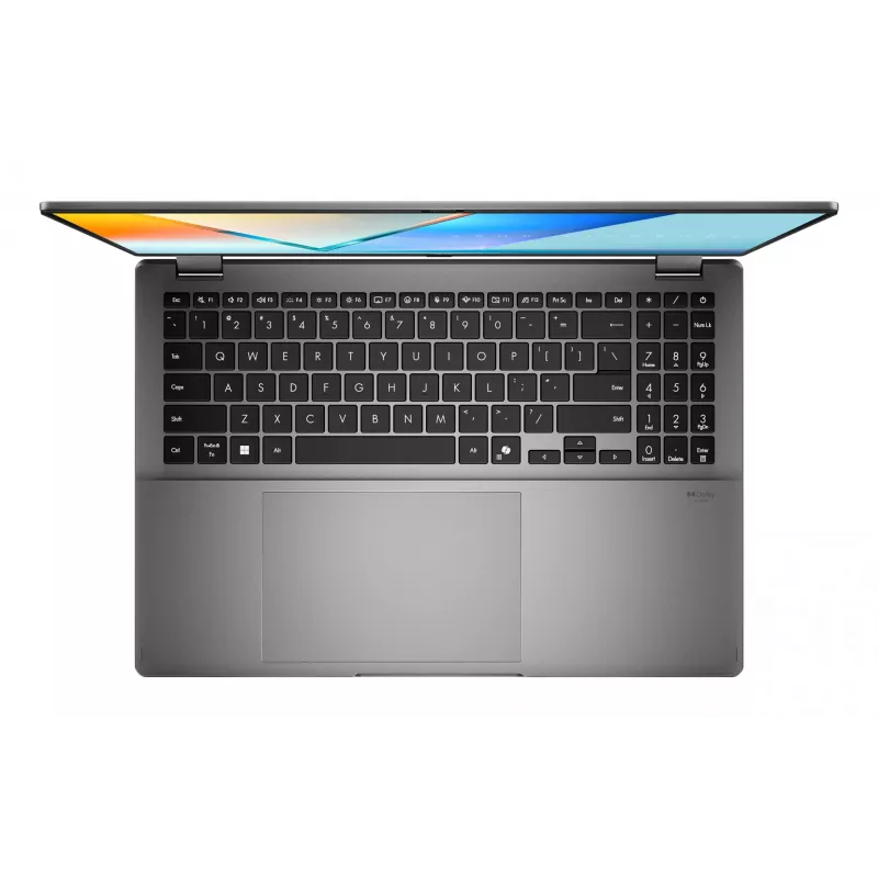 Portátil híbrido 2 en 1 ASUS Vivobook 16 Flip TP3607SH-RJ013W — Intel Core Ultra 7 258V, pantalla táctil 16 inch 3K, 32 GB LPDDR5x, 1 TB SSD, NVIDIA GeForce RTX 5050, WIN11 Home, gris