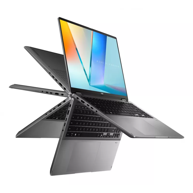 Portátil híbrido 2 en 1 ASUS Vivobook 16 Flip TP3607SH-RJ013W — Intel Core Ultra 7 258V, pantalla táctil 16 inch 3K, 32 GB LPDDR5x, 1 TB SSD, NVIDIA GeForce RTX 5050, WIN11 Home, gris